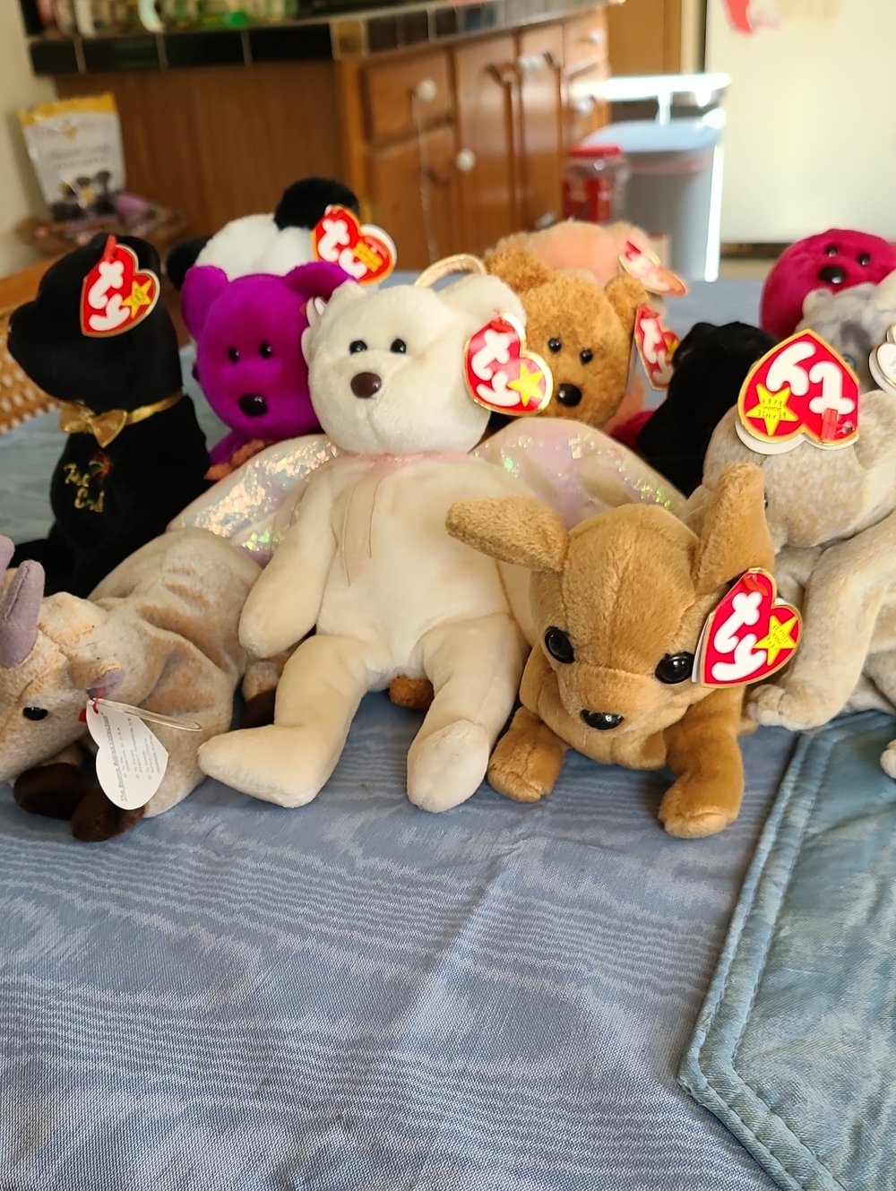 Ty Beanie Babies Assorted Plush Lot - White, Tan, Purple, Black, Brown